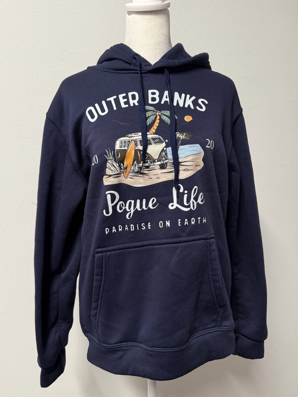 Outer Banks Pogue Life Navy Graphic Hoodie Sweatshirt Size Small